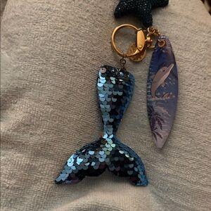Blue Sequin Mermaid Tail Key Holder